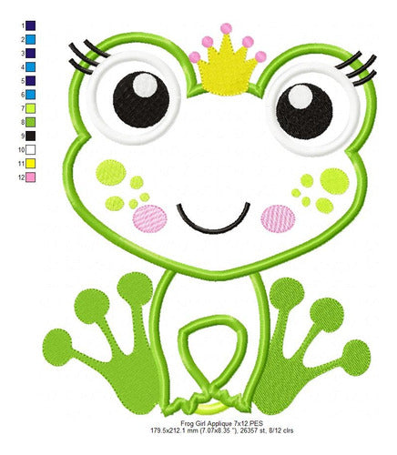 Elma Matrizes Matriz Para Bordado Maquina Infantil Sapo Rana Princesa 4059 4