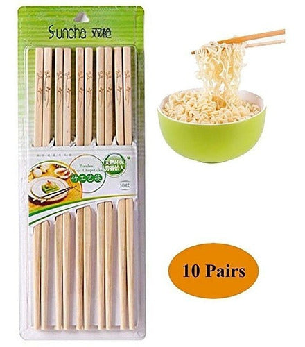 Set X 10 Palitos Para Sushi Chopsticks Bambú Reutilizables 0