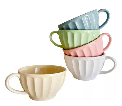 Zaiandco Vintage Ceramic Bowl Set with Handle - Vanilla - 500ml 1