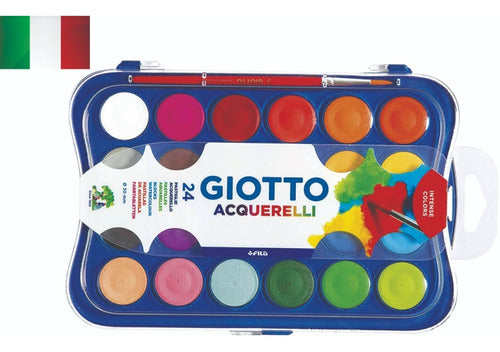 Estojo Com Tinta Aquarela Pastilhas 24 Cores Giotto 0