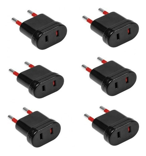 Adaptador Conatel Salida Americana Negro Pack X 6 -sc- 0