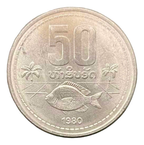 Laos - 50 Att - Año 1980 - Aluminio - Km #24 - Escudo 0