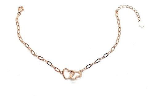925 Silver Gold Plated Bracelet with Inseparable Hearts 6