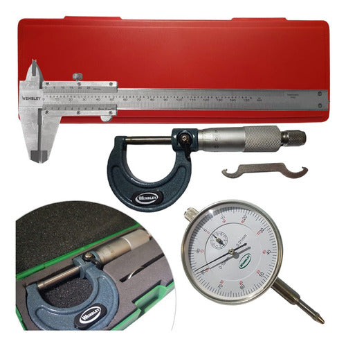 Micrómetro 0 25 + Calibre 0 150 + Comparador 0 10 0