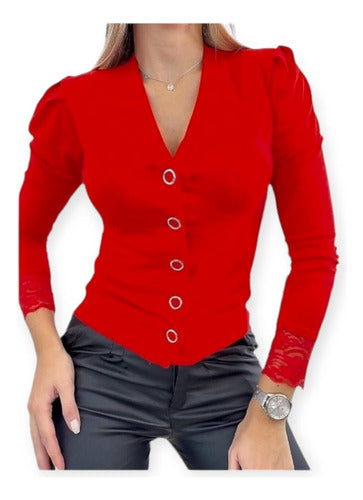 Elegant Jacket with Delicate Sleeve Detail and Lace Cuffs 0