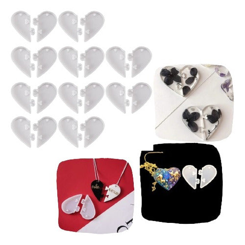 DarumaShop Kit X10 Silicone Molds Heart Puzzle For Resin 0