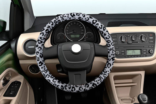 Iael Animal Print Steering Wheel Cover White and Black 38cm Afelpad 2