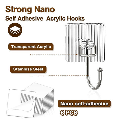 UYCCIMB Adhesive Acrylic Hooks for Hanging 44 lb (Max.) 1