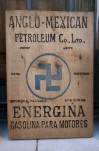 Cartel Pubmicidad Energine  En Madera Azul 0