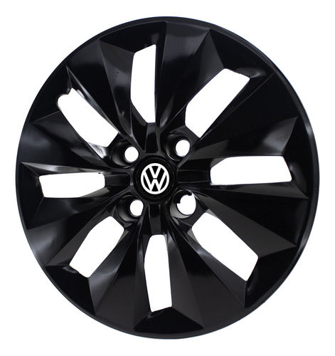 Retov Volkswagen Gol Trend Voyage 2014 14 Inch Black Cup Set with Logo 4