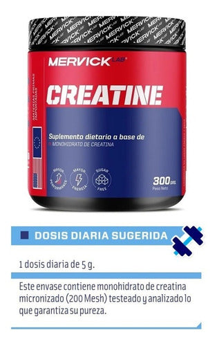 Mervick Creatine Monohydrate 100% Pure Powder 300g Neutral 2