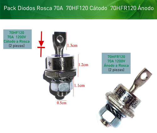 ELECTROCOMPONENTES S.A. Combo Diodos Rosca 70A 70HF120 (CAT) 70HFR120 (AN) 1