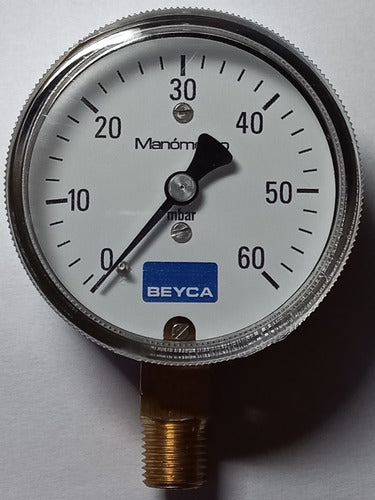 Beyca Manometer Low Pressure 0-60mbar 1/4 Bottom Thread 0