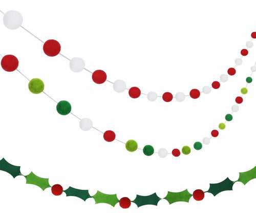 Guirnalda De Fieltro Con Diseo De Bolas De Fieltro, Para Dec 0