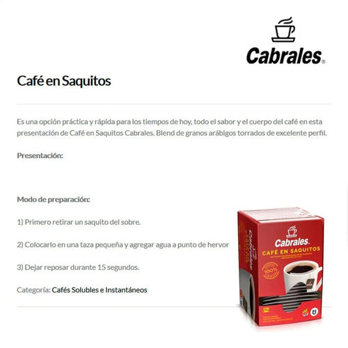 Cabrales Café En Saquitos Libre De Gluten Sin TACC X 4 Un 2