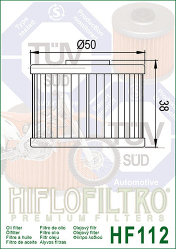 Filtro Aceite Hiflo Honda Tornado Crf 250l Kxf Cbr 300 Hf112 1