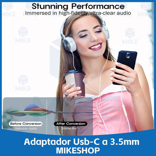 USB-C to 3.5mm Audio Adapter for iPhone 15 S24 / Mike - White 3