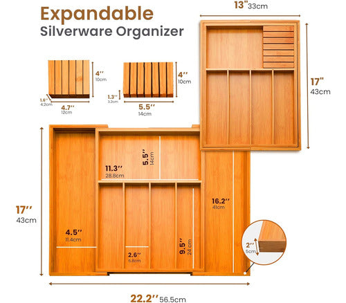 Organizador Cajones Expandible Bambú 13-21 2