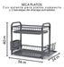 Two-Tier Dish Drainer with Cutlery Holder - Black 1
