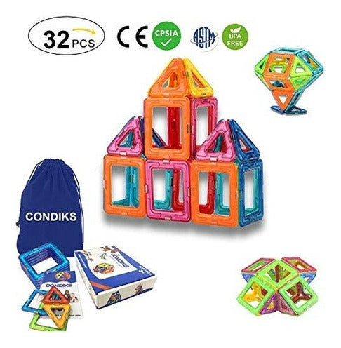 CONDIKS Magnetic Blocks, 32pcs Building Blocks Set 3