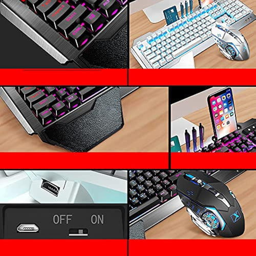 KUIYING Wireless Gaming Keyboard and Mouse with Purple LED Backlighting 3