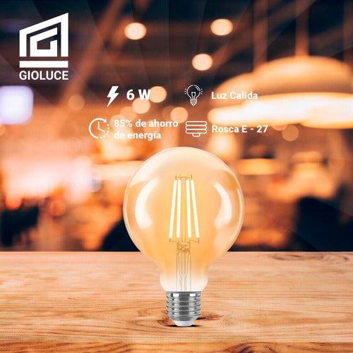 Gioluce Led Globe Filament E27 Vintage Warm Light 6W 1