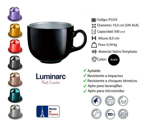 Luminarc Flashy Design Jumbo Bowl 500ml Black 1