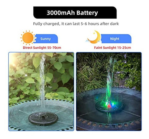 Amiaedu Solar Fountain, Powered Water 4W Pump with LED Lights 3