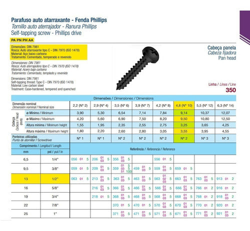 Parafuso Atarraxante Panela Phillips 4,8 X 13 Preto - 50 Pçs 3