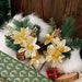 Dr.Dudu Elegant Faux Evergreen Sprigs - Gold & Silver Flower Ornaments (6 Pcs) 2