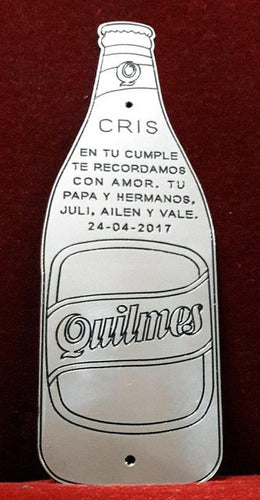 Beer Bottle Shaped 30x10 Stainless Steel Tribute Plaque 0