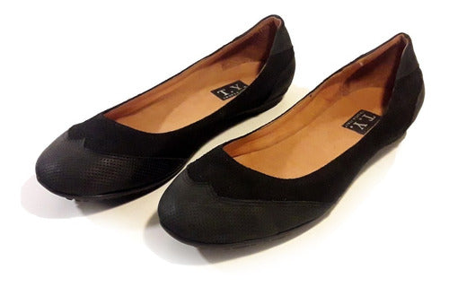 Black Leather and Suede Tropea Italy Flats 0