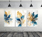 Modern Golden Abstract Leaves Triptych Canvas Art 180x90 cm 5