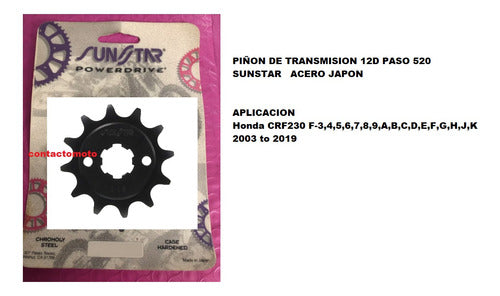 Piñon Crf 230  2003 Al 2019  12d Acero Sunstar Japon 1