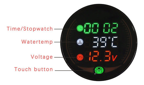 Voltímetro Digital Termómetro Reloj Luz Moto 5