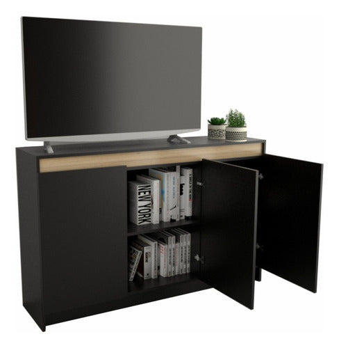 Table's Modern Closed Cabinet with 3 Doors - Black Elm 2