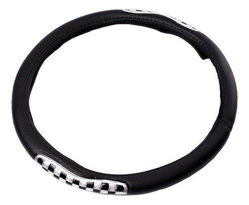 Oregon Black, Silver Reflective Steering Wheel Cover 0