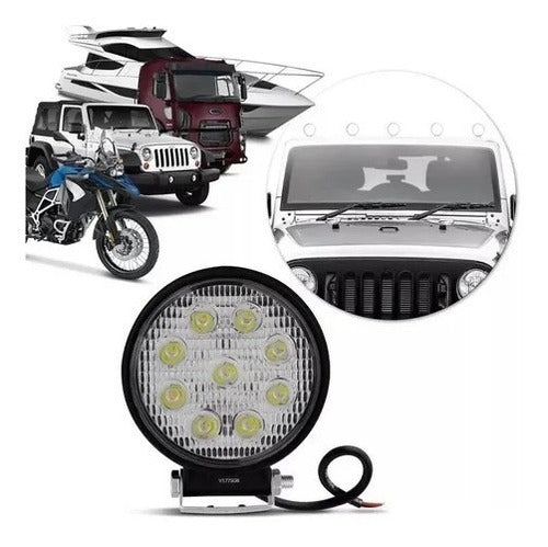 2 Round Off Road 9 LED 27W Agricultural LED Auxiliary Lights 5