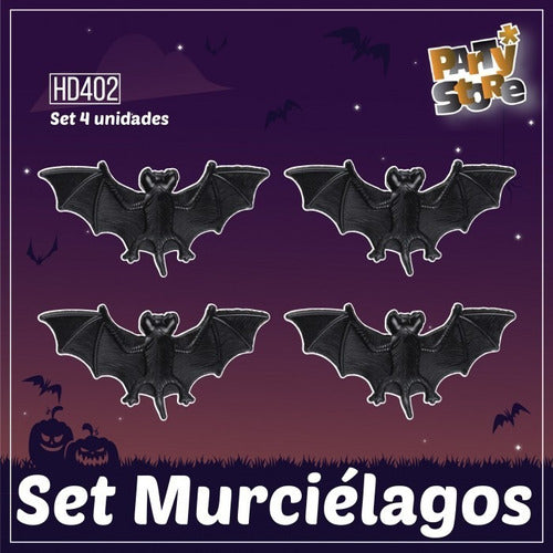 Set Murcielagos Chicos X4 Halloween Decoracion Cotillon 1