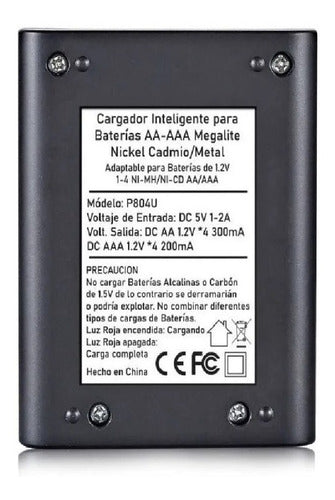 Megalite Cargador De Pilas Para 4 AA/AAA 1