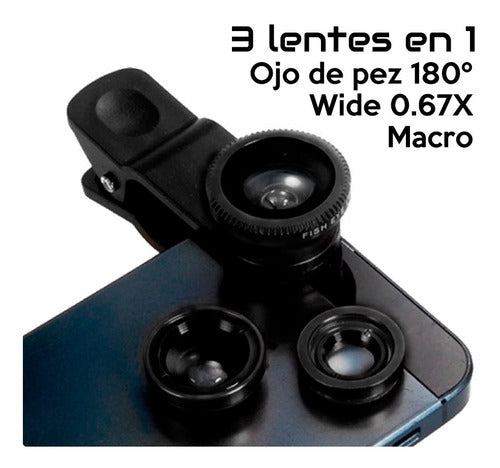 Portable Phone Camera Lens Kit - Fish Eye, Wide Angle, Macro 2
