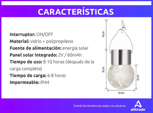 Set of 2 Solar Outdoor LED Hanging Lamps Ornament 6