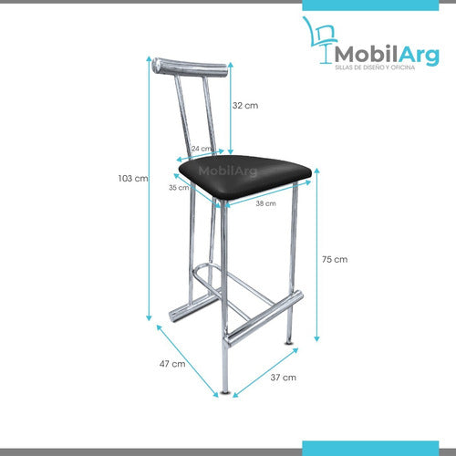 Mobilarg High Stool for Breakfast Bar Island Completely Chromed and Reinforced Modern Kitchen + Factory Warranty 2