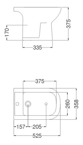 Bidet Ferrum Bari Para Grifería Monocomando Loza Blanco 1