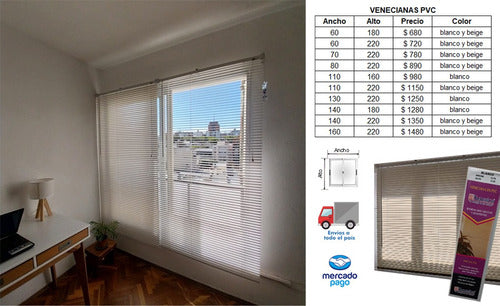 Diseñouy Cortina Veneciana PVC (140x180) Color Blanco 1