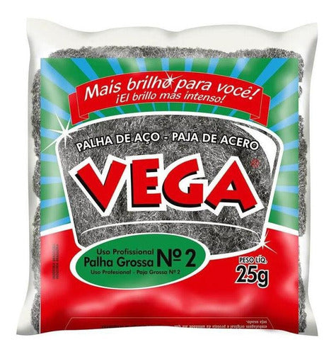 Palha De Aço Grossa Professional N2 Vega 25gr Kit 3 1