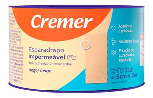 Esparadrapo Impermeável Bege 1 Unidade 5cm X 3m Cremer 0