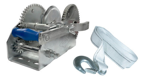 RO-AN Nautical Winch 1200kg Double Reduction + Reinforced Strap 0