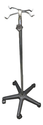 Ortopedia 9 de Julio Chromed Suero Stand with Wheels, Adjustable Height and 4 Hooks 0