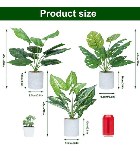 Cewor Paquete 3 Plantas Artificiales Macetas Imitación Baño 1